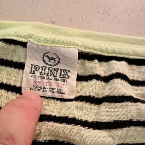 VS PINK Striped Long Sleeve Top Neon Yellow Green - Juniors XS - Picture 8 of 8